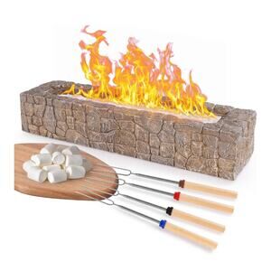 Rectangle Concrete Tabletop Fire Pit Indoor / Outdoor Concrete Table Fireplace